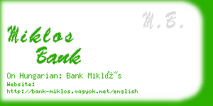 miklos bank business card